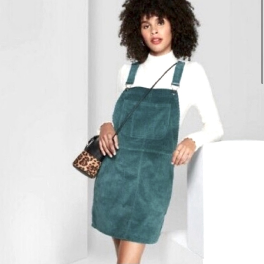 Wild Fable | Green Corduroy Overall Dress | Size Medium